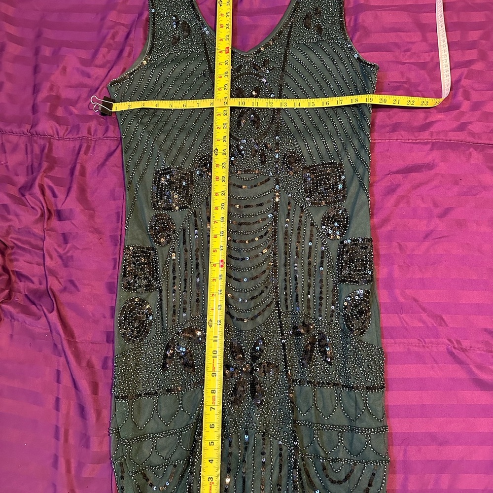 ✨ Emerald Green Hand-Beaded Flapper Dress